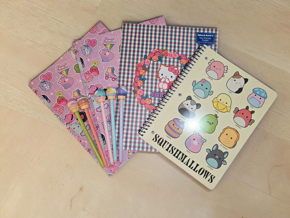 Kawaii Back to School Stationery Set Hello Kitty Squishmallows Notebook Folders
